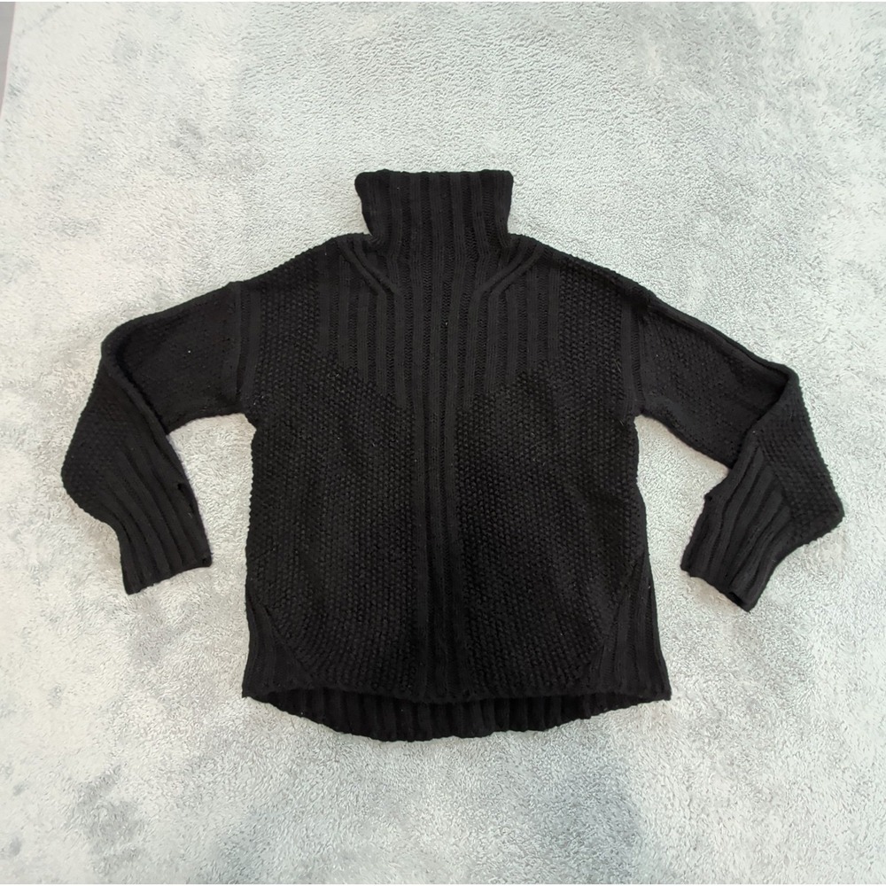 Smartwool Spruce Creek Sweater Womens Sz Med Black Lambswool Knit Chunky SW01905